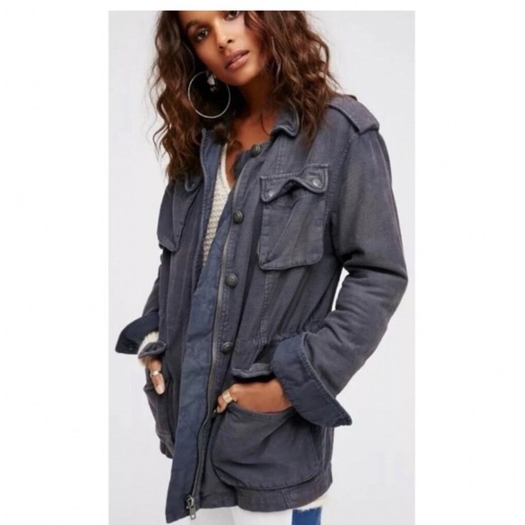 Free People Jackets & Blazers - Free People Not Your Brother's Surplus Utility Jacket Charcoal Gray Womens XS